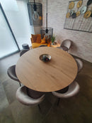MADRID - Ronde tafel - 3-balk houten onderstel