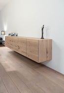 BORDEAUX - Zwevend Hangdressoir op maat - Rechte deuren - Massief Eikenhout