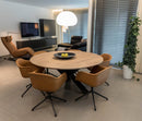 MADRID - Ronde tafel - 3-balk houten onderstel