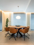 MADRID - Ronde tafel - 3-balk houten onderstel