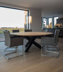 MADRID - Ronde tafel - 3-balk houten onderstel