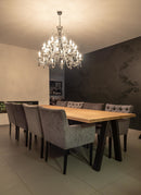 OSLO - Eiken Boomstamtafel - Omgekeerde V-poten uit staal